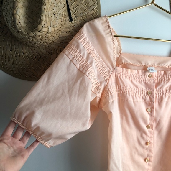 True Vintage Puff Sleeve Creamsicle Blouse Top - Picture 4 of 9